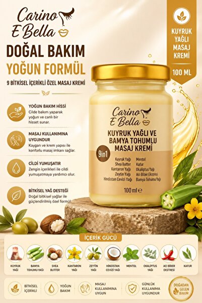 Carino E Bella Kuyruk Yağlı ve Bamya Tohumlu Masaj Kremi 100 ML