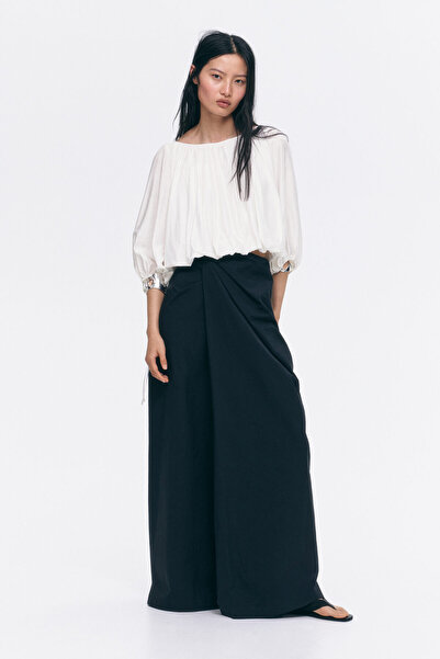 H&M Bağcık Detaylı Oversize Bluz