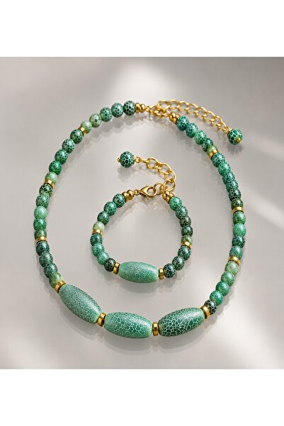 Asteria Elite Green Agate Evil Eye Protection and Balance Energy Necklace Bra...