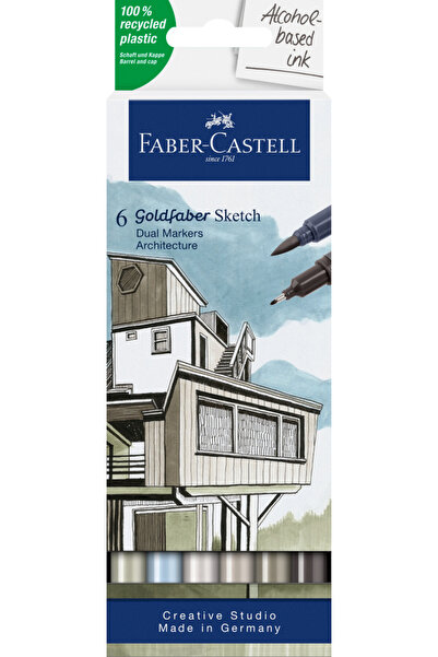 Faber Castell Set de markere pentru schițe cu 2 vârfuri, 6 bucăți, Goldfaber ...
