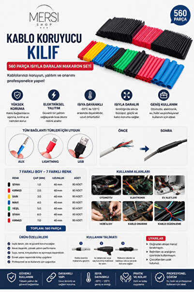 Mersi SHOP 560 Piece Heat Shrink Tubing Kit – Professional Cable Insulation a...