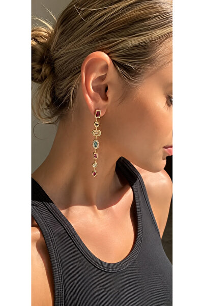 Sense of Atelier 7 Elements Colorful Stone Long Dangle Earrings