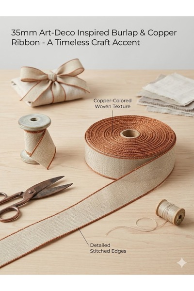 satab French Imported Linen Ribbon, 35mm - 25 Meters