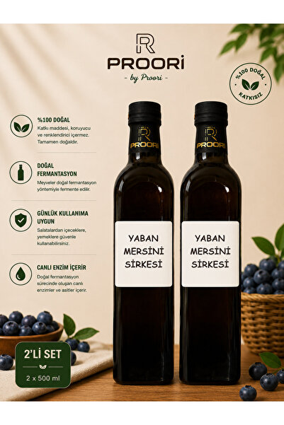 Proori Yıllanmış Yaban Mersini Sirkesi Doğal Fermente Canlı Sirke 500 ml 2'li...