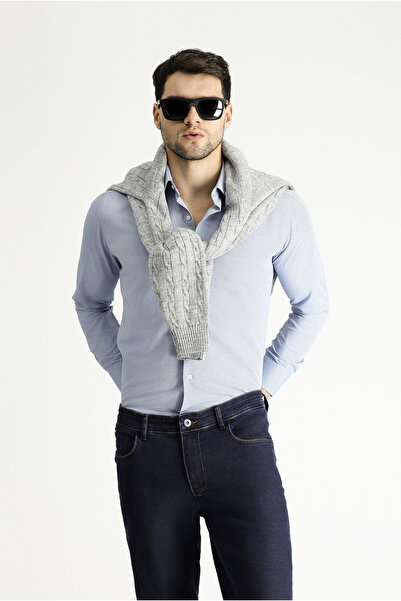 Kiğılı Long Sleeve Slim Fit Slim Fit Printed Cotton Easy-Iron Shirt