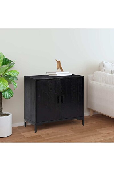Concept Servantă, negru, 75x35x70 cm, lemn masiv de pin reciclat