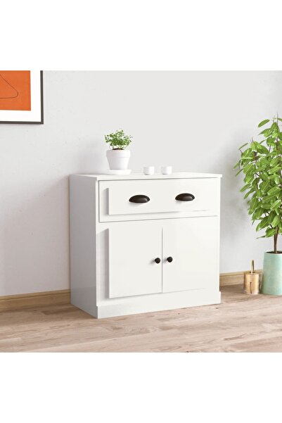 Concept Servantă, alb extralucios, 70x35,5x67,5 cm, lemn prelucrat