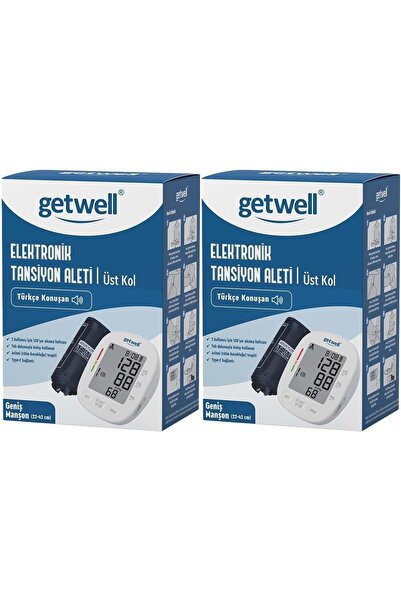 Getwell Konuşan Üst Koldan Tansiyon Aleti - Ölçme Cihazı (Geniş Manşon) (2 Li...