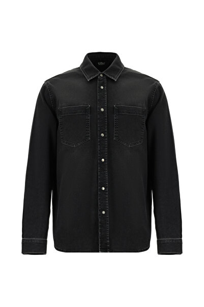 Kiğılı Uzun Kol Regular Fit Denim Pamuklu Gömlek
