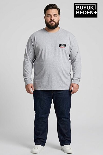 Süperlife Men's Large Size 1970 Brooklyn Printed 2 Thread Crew Neck T-Shirt S...