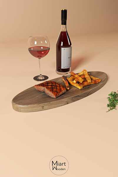 Steak Gravity - Masif Meşe Tasarım Sunum Tahtası ve Dekoratif Obje