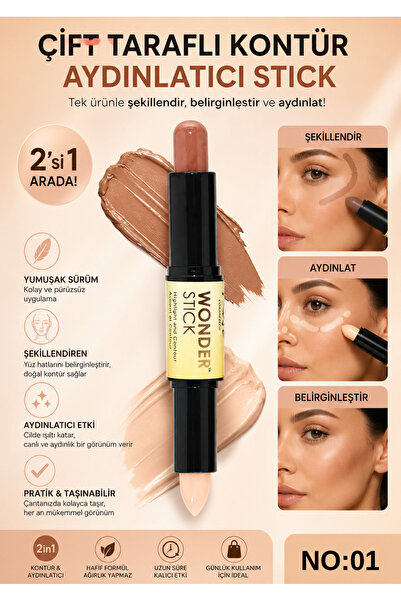 SETBEAUTY Çift Taraflı Kontür Aydınlatıcı Stick No:01