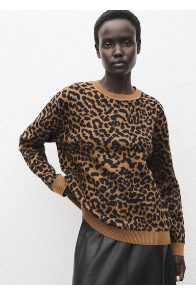 MANGO Woman Strickpullover mit Leopardenmuster