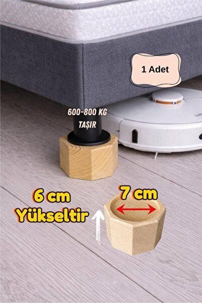 iDekor Robot Süpürge İçin Doğal Ahşap Koltuk Baza Yükseltici ” 6 cm Yükseltir...