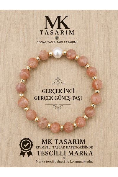 MK tasarım Real pearl- sunstone bracelet mk.7000.809- comfort- calm- energy- ...