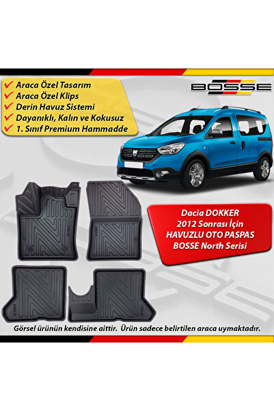 BOSSE North Dacia Dokker Paspas Araca Özel 2012 Sonrası Derin Havuzlu 3D Pasp...