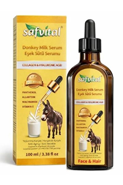 safvital Donkey Milk Serum 100 ml Collagen Hyaluronic Acid B5 Vitamin E Moist...