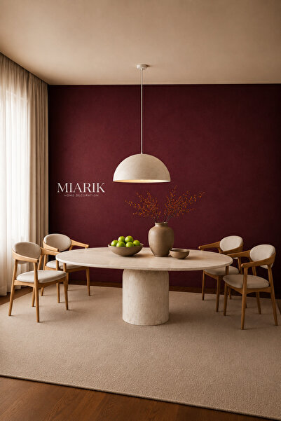 MIARIK DESIGN & DEKORASYON Yuvarlak Eleanor Tek Silindir Ayak Traverten Merme...