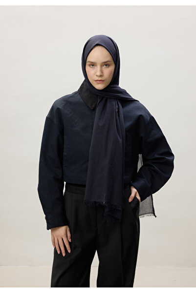 Freshscarfs Thin Cotton Voile Shawl Dark Navy Blue