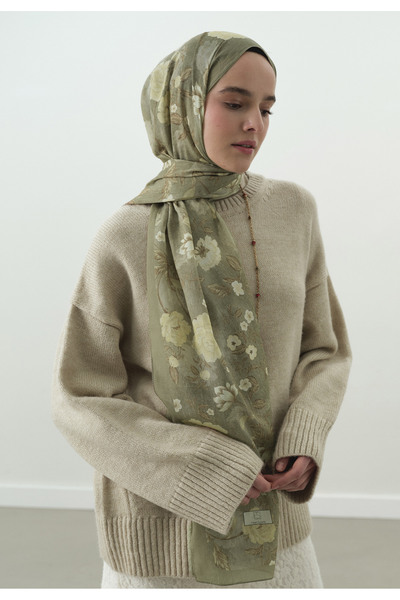 Freshscarfs Reverie Desenli Pamuk Viskon Şal Çağla