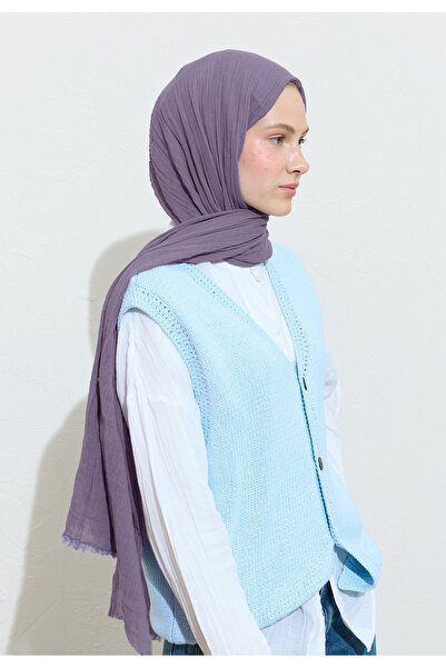 Freshscarfs Pamuklu Keten Şal Blueberry Smoothie