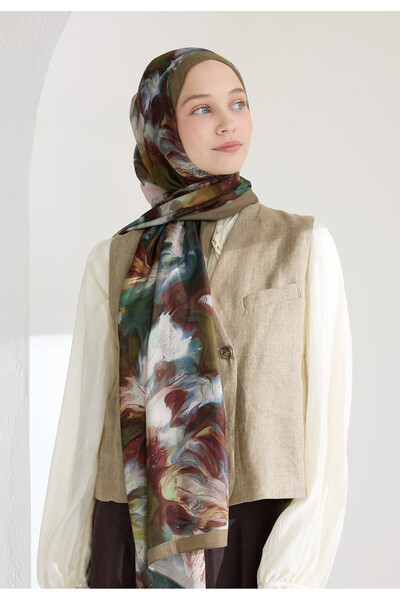 Freshscarfs Melaına Floş Viskon Şal Toprak