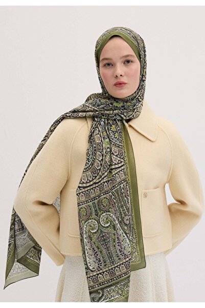 Freshscarfs Πράσινο σάλι με σχέδιο Nordic Paisley