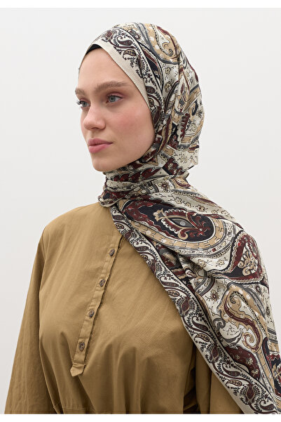 Freshscarfs Bej Panthea Desen Şal