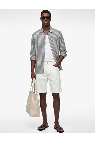 Koton Normal Waist Cotton Straight Fit Pocket Bermuda Jean Shorts