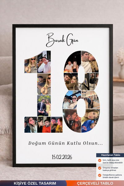 Bugucreative Kişiselleştirilmiş 15 Fotoğraflı Kolaj,Kişiye Özel Hediye,Duvar ...
