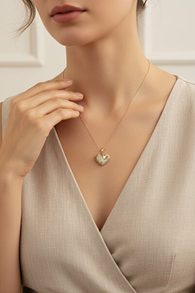 XUPING JEWELRY قلادة من ستايل إنسي/مجوهرات شوبينغ على شكل قلب مرصعة بحجر الزركون