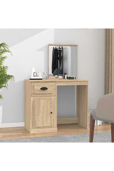 Concept Masă de toaletă cu oglindă, stejar sonoma 90x50x132,5 cm lemn