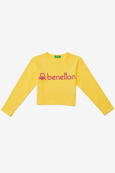 Benetton Benetton United Colors žuta majica za devojčice Skraćeni kroj - BNT-...
