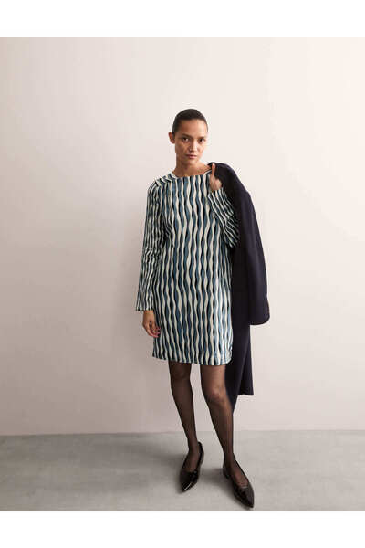 Marks & Spencer Jaeger Yuvarlak Yaka Mini Shift Elbise