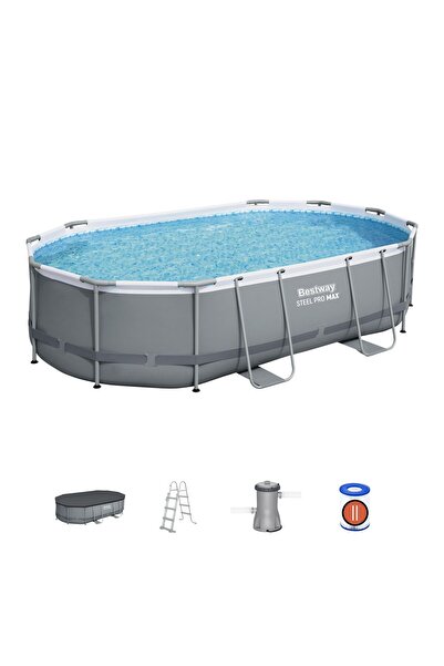 BESTWAY 56448 Steel Pro MAX Prefabrik Yer Üstü Oval Havuz Seti 4,88 m x 3,05 ...
