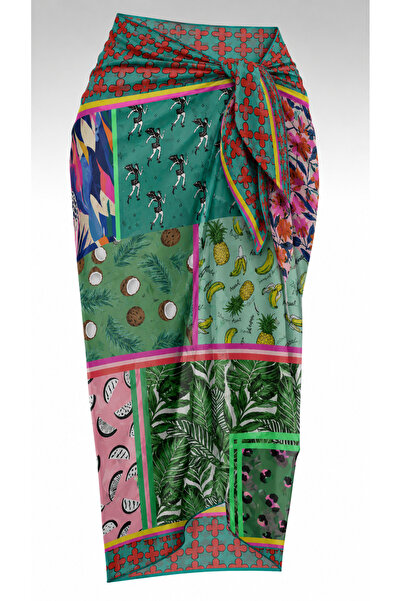 We Concept Kadın Plaj Pareo Renkli Patchwork Desen Pure Soft Kumas Yumuşak Do...