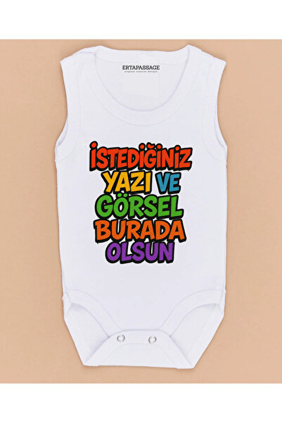 Personalized Name Text Written 100% Cotton Printed Baby Bodysuit Short Sleeve