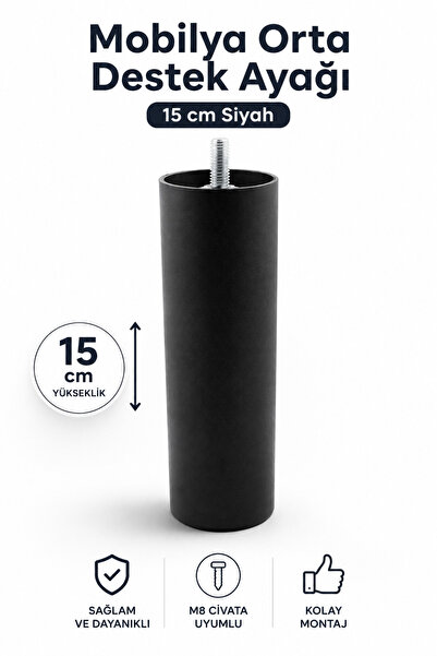 NZB Gizli Mobilya Kanepe Sehpa Tv Ünitesi Koltuk Orta Destek Ayağı 15 Cm Siya...