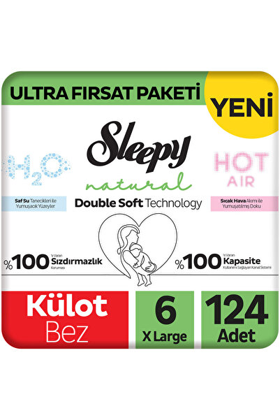 Sleepy Natural Double Soft Ultra Fırsat Paketi Külot Bez 6 Numara Xlarge 124 ...