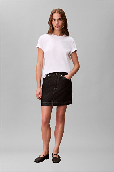 Calvin Klein Kadın Bisiklet Yaka T-Shirt Beyaz