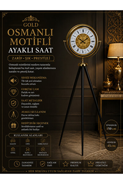 ZENTİME Gold Asalet Tripod Ayaklı Saat