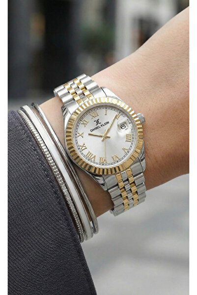 Daniel Klein Premium Silver and Rose Gold Stainless Steel Watch for Women DK....