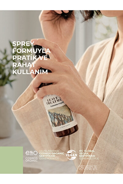 RHANEVA Durulanmayan Saç Bakım Spreyi, Kolay Tarama ve Isı Koruma, Organik ve Vegan Sertifikalı, 125 ml