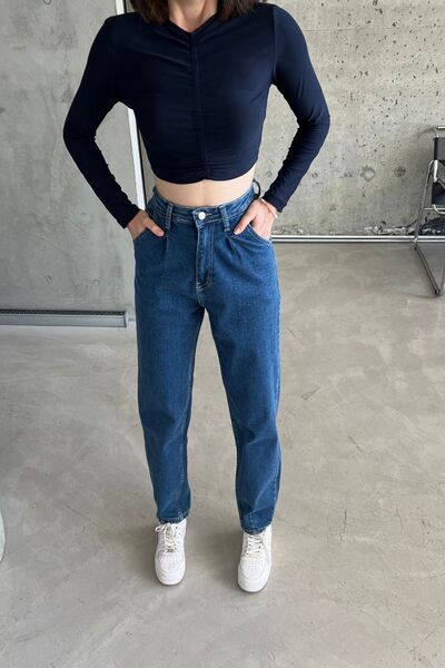 XRAY JEANS Women's High Waist Loose Baggy Fit Blue Denim Pants