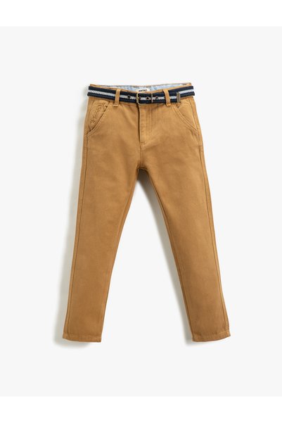 Koton Pantaloni din material slim Fit Buzunare cu curea Talie elastică reglab...