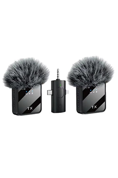 FABRON Kablosuz Yaka Mikrofonu Tip-C Android Kamera IPhone Stüdyo Mikrofonu i...