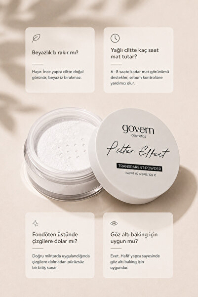 govern Profesyonel Transparan Pudra - Transparent Powder - Beyaz