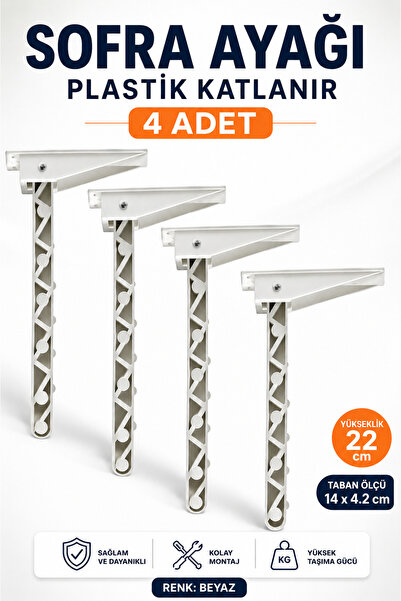 NZB Plastik Sofra Ayağı Katlanır Yer Sofrası Sini Altı Katlanabilir 22 cm Kır...
