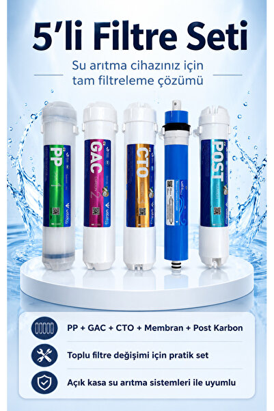 watalina Tüm Kapalı Kasa Su Arıtma Cihazlarıyla Uyumlu 5’li Premium Filtre Seti