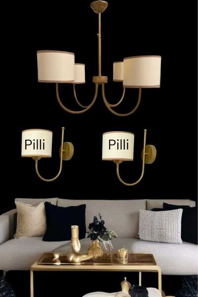 BSA LIGHTING (PİLLİ APLİK)(AVANTAJLI PAKET) ENDA 4'LÜ ESKİTME BOYALI AVİZE VE...